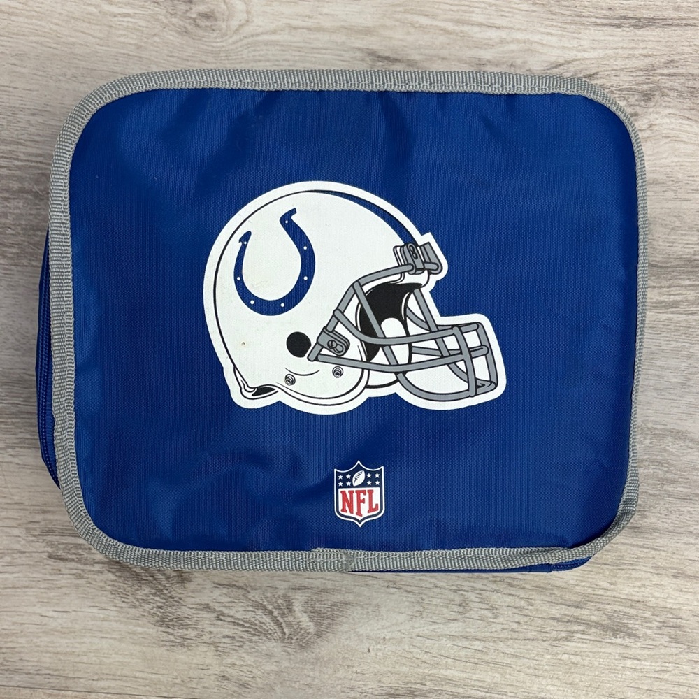 NFL Blue and Gray Indianapolis Colts Logo Insulated Lunch Bag with Plastic Mug